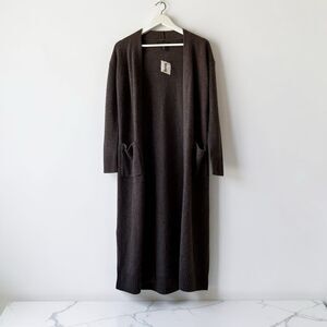 NWT TAHARI 2 Pocket 100% Cashmere Brown Duster Cardigan Size XS Soft Luxurious